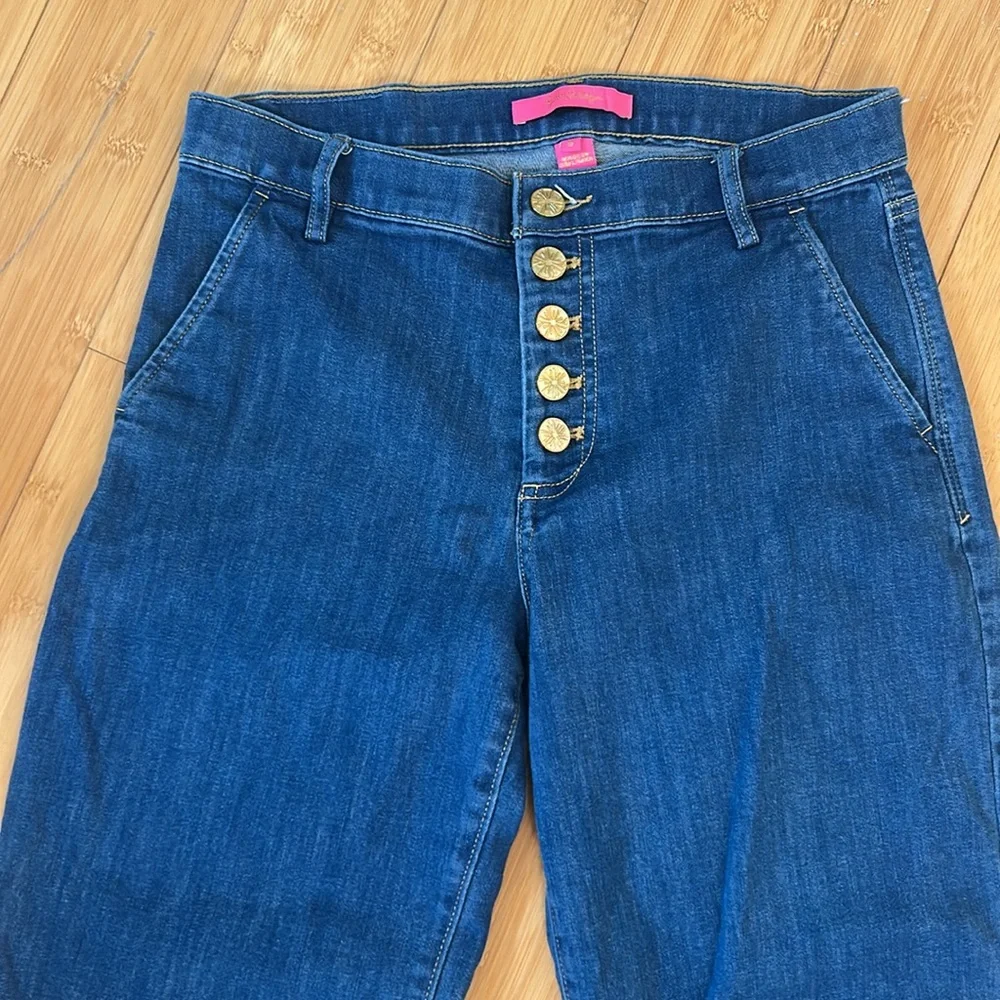 Lilly Pulitzer Dark Blue Cropped Wide-Leg Jeans - Picture 2 of 12